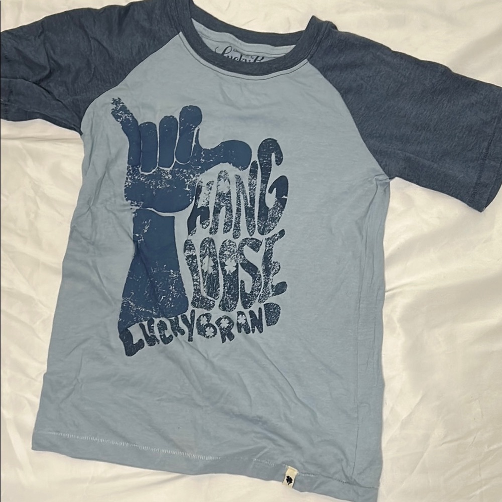 Lucky Brand Blue Short Sleeve Tee with Graphic Design